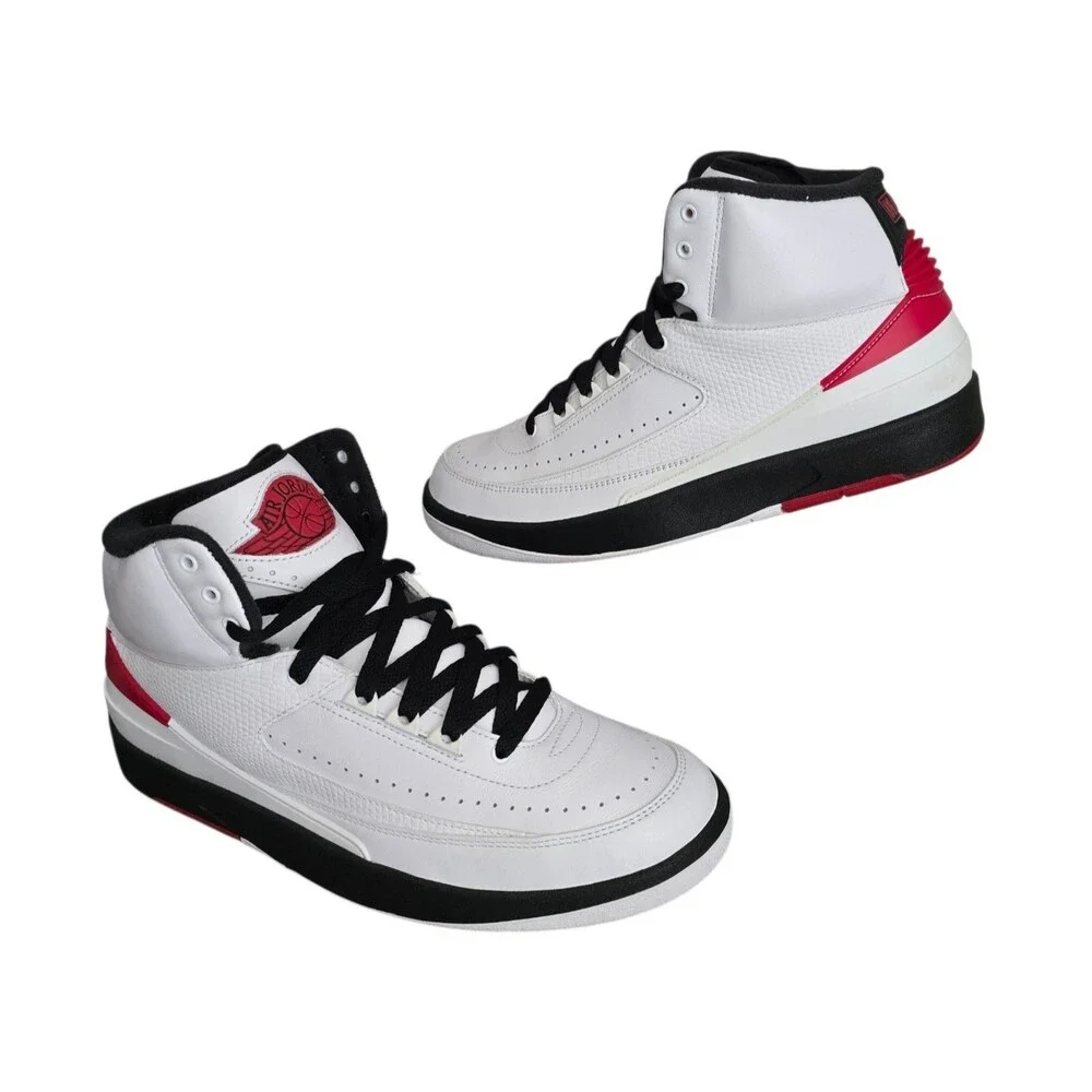 Air Jordan 2 Retro OG Chicago Sneakers Mens Size 9.5 White Red Black DX2454-106